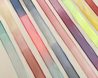 2 yds,Organza ribbon,ombre ribbon,bicolor ribbon,variegated ribbon,ribbon for bows,ribbon by the yard,crafts ribbon,embellished ribbon.
