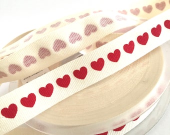 Hearts ribbon,love ribbon,cotton ribbon,amor ribbon,craft ribbon,ribbon for crafts,ribbon for bows,embellished ribbon,ribbon by the yard