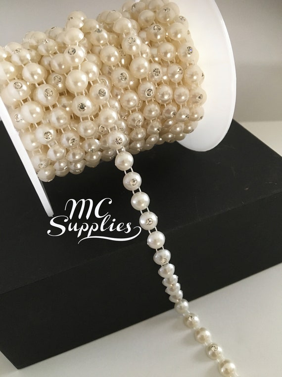 Pearl chain,Ivory pearl trim,pearl string,ivory trim,decorative  pearls,strand of pearls,decorative pearls,cake decoration,accent pearls,191