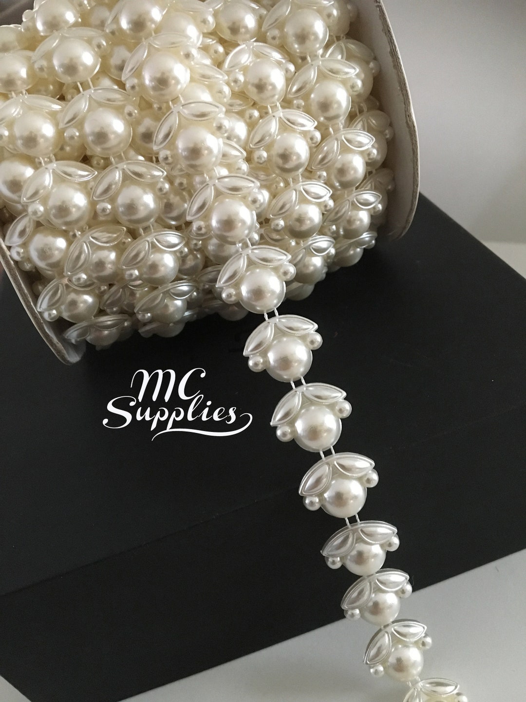 Bead Chain,ivory Pearl Trim,pearl String,ivory Trim,decorative Pearls ...