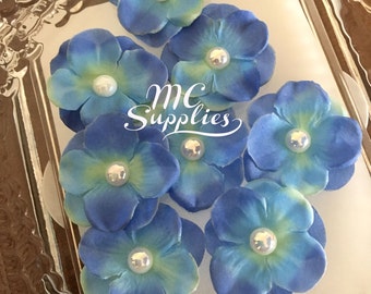 8 pcs,Fabric flower,blue flower,flower appliques,headband flower,flowers for crafts,embellished flower,scrapbooking flower,174