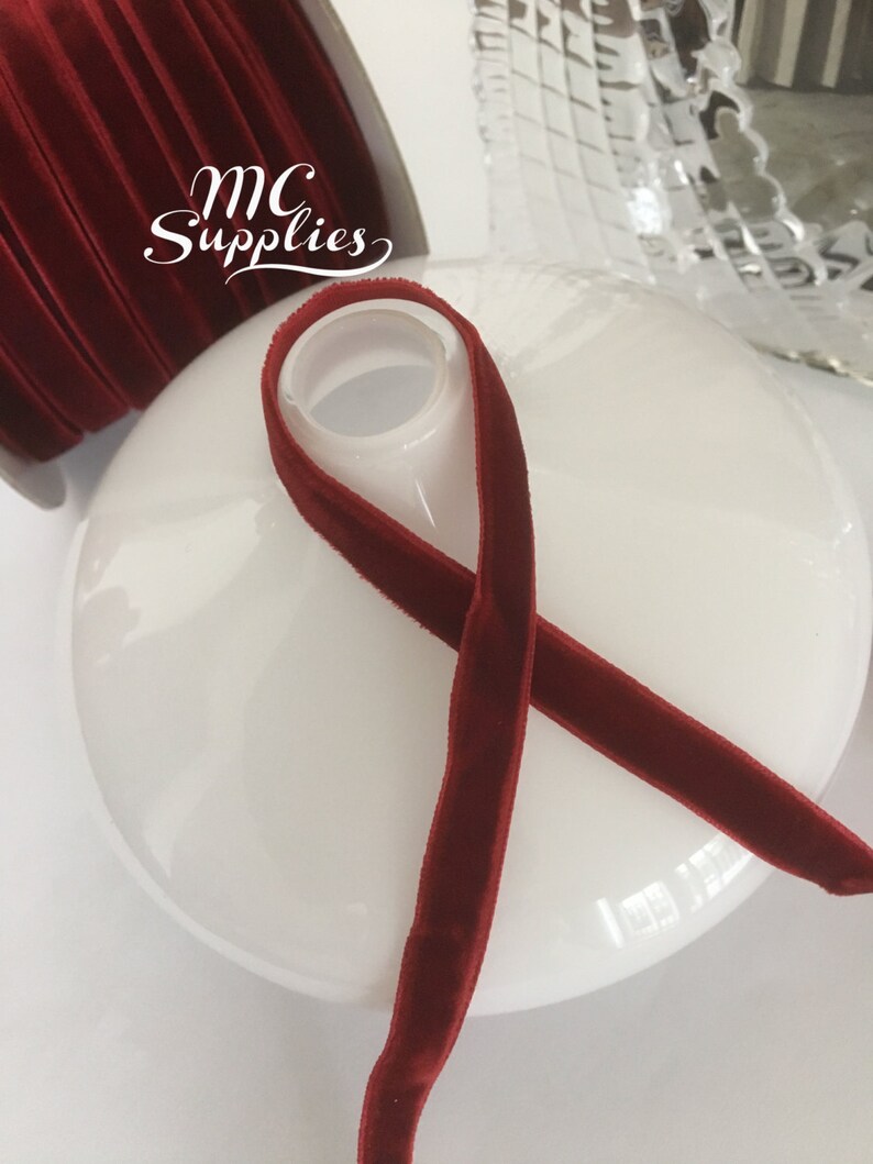Burgundy velvet ribbon,wine velvet ribbon,ribbon for bows,ribbon by the yard,ribbon for invitations,sewing ribbon,122