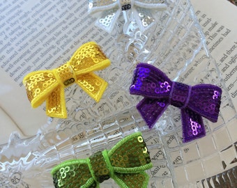 Appliques de nœuds à paillettes, mini nœuds de paillettes, nœuds scintillants, fournitures de scrapbooking, accessoires de serre-tête, nœuds de pinces à cheveux, 145