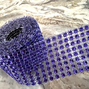 Purple mesh,rhinestone ribbon,diamond mesh ribbon,mesh by the yard,wedding mesh,wedding cake decoration,scrapbooking mesh rhinestone,73