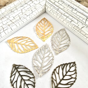 10 pcs,Metal leaves,blank metal leaves,antique bronze leaves,metal findings,silver leaves,metal leaf,blank leaf supply,metal blanks. image 1