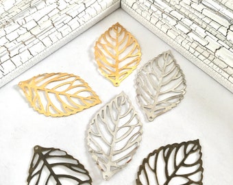 8 Metal Leaves Findings Leaf Embellishments - Etsy