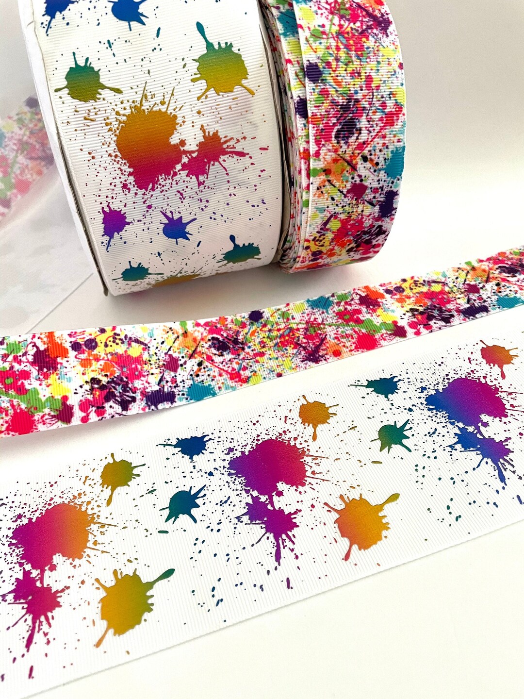 2 Yds,paint Splatter Ribbon,grosgrain Ribbon,ribbon for Bows