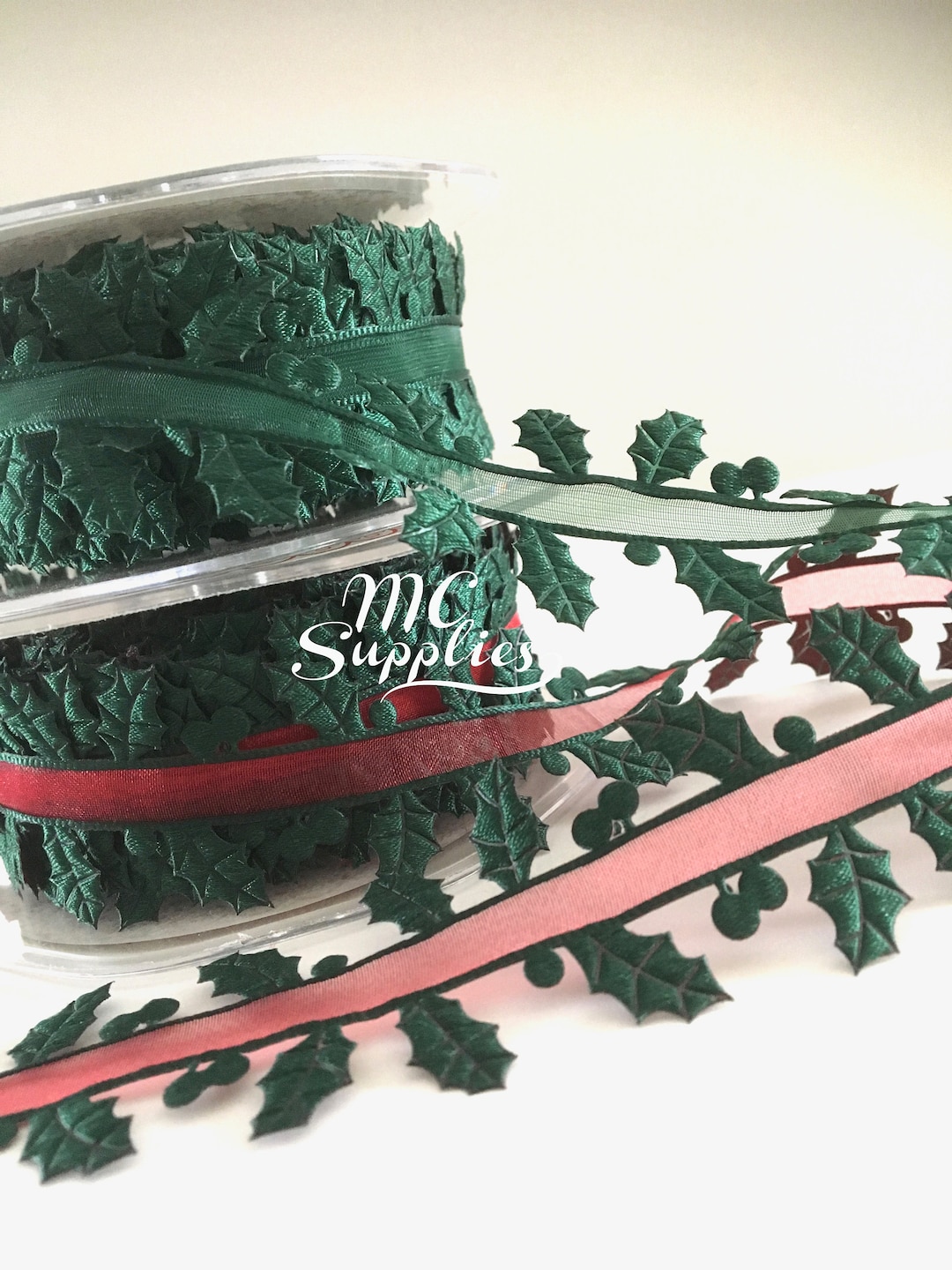 1-15 Yds,leaves Ribbon,christmas Leaves,leaves Trim,fabric Leaves,card ...
