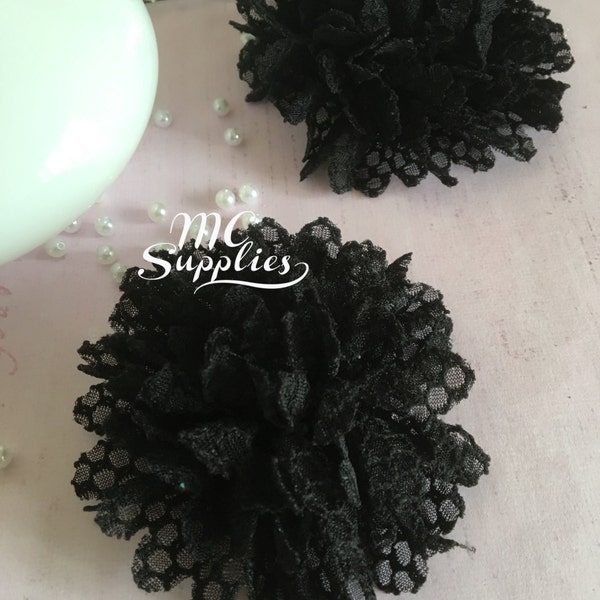 Black fabric Flower applique,fabric flowers,baby headband flower,brooch flower,sewing flower,hair bows,gift wrapping,headbands,51