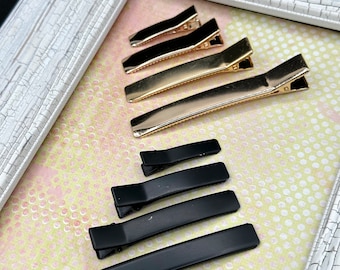 Alligator Hair Clips, Metal Craft Clips, Blank Hair Accessories for DIY, Multi-Size (10 pieces)