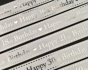 Happy Birthday satin ribbon,anniversary trim,gift wrapping,party,ribbon by the yard (2 yards)