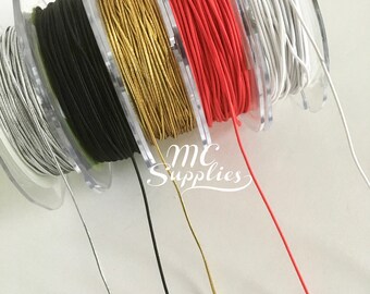 2 yds,Metallic elastic cord,metallic cord,elastic cord,wedding cord,decorative cord,gift wrap cord,craft cord,white cord,silver cord.