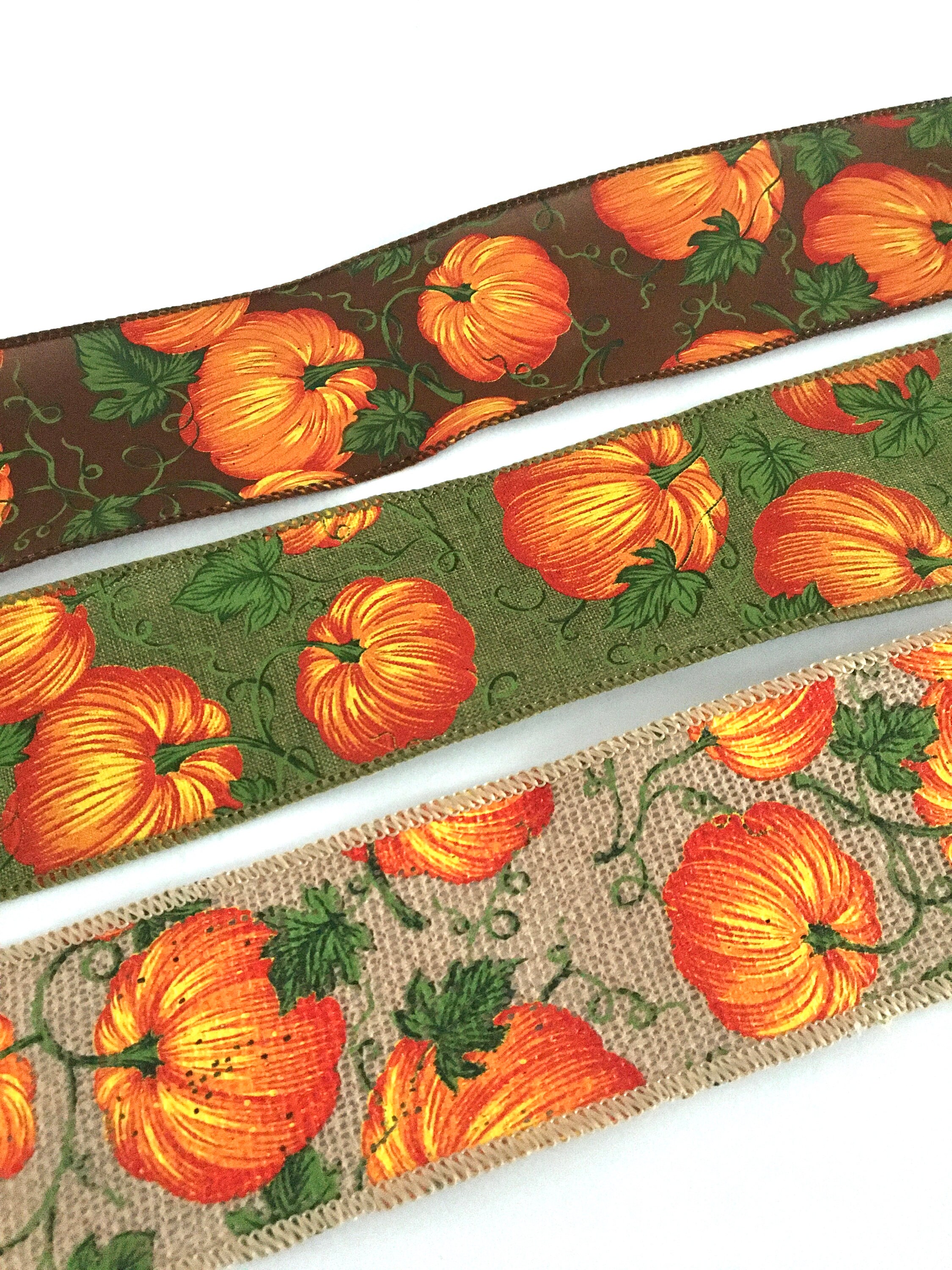 Pumpkin Ribbon Rhinestone 10 Yds,pumpkin Ribbon,autumn Ribbon,fabric Ribbon,pumpkin Trim,crafts ...