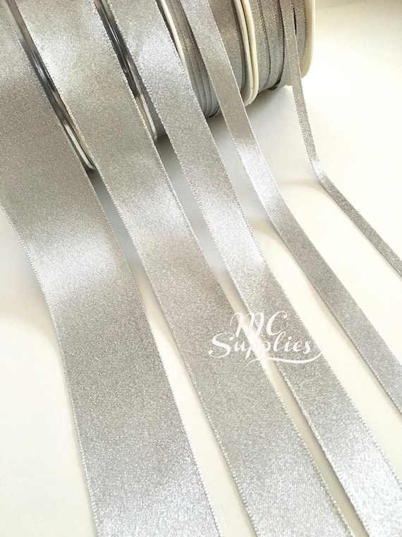 3-21 yds,Silver ribbon,satin ribbon,sparkle ribbon,gray ribbon,ribbon by  the yard,ribbon for bows,crafts ribbon,wedding ribbon.