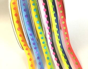 Polka Dot Grosgrain Ribbon, Tricolor Striped Ribbon for Bows, Craft & Hair Accessories, 5-25 yds