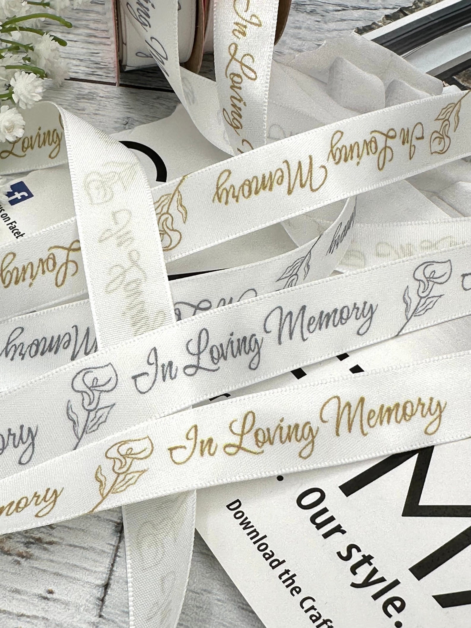 1-10 Yds,in Loving Memory Ribbon,satin Ribbon,memorial Ribbon,grieving ...