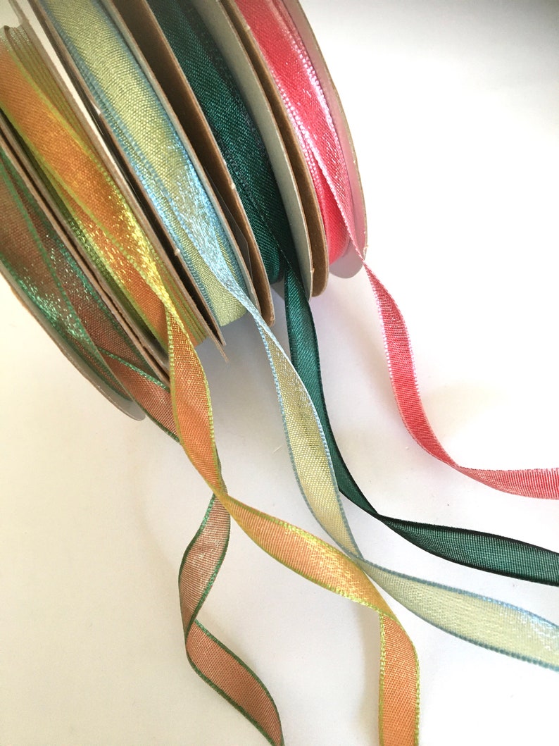 5 Yds,iridescent Ribbon,reversible Ribbon,fabric Ribbon,two Tone Ribbon ...