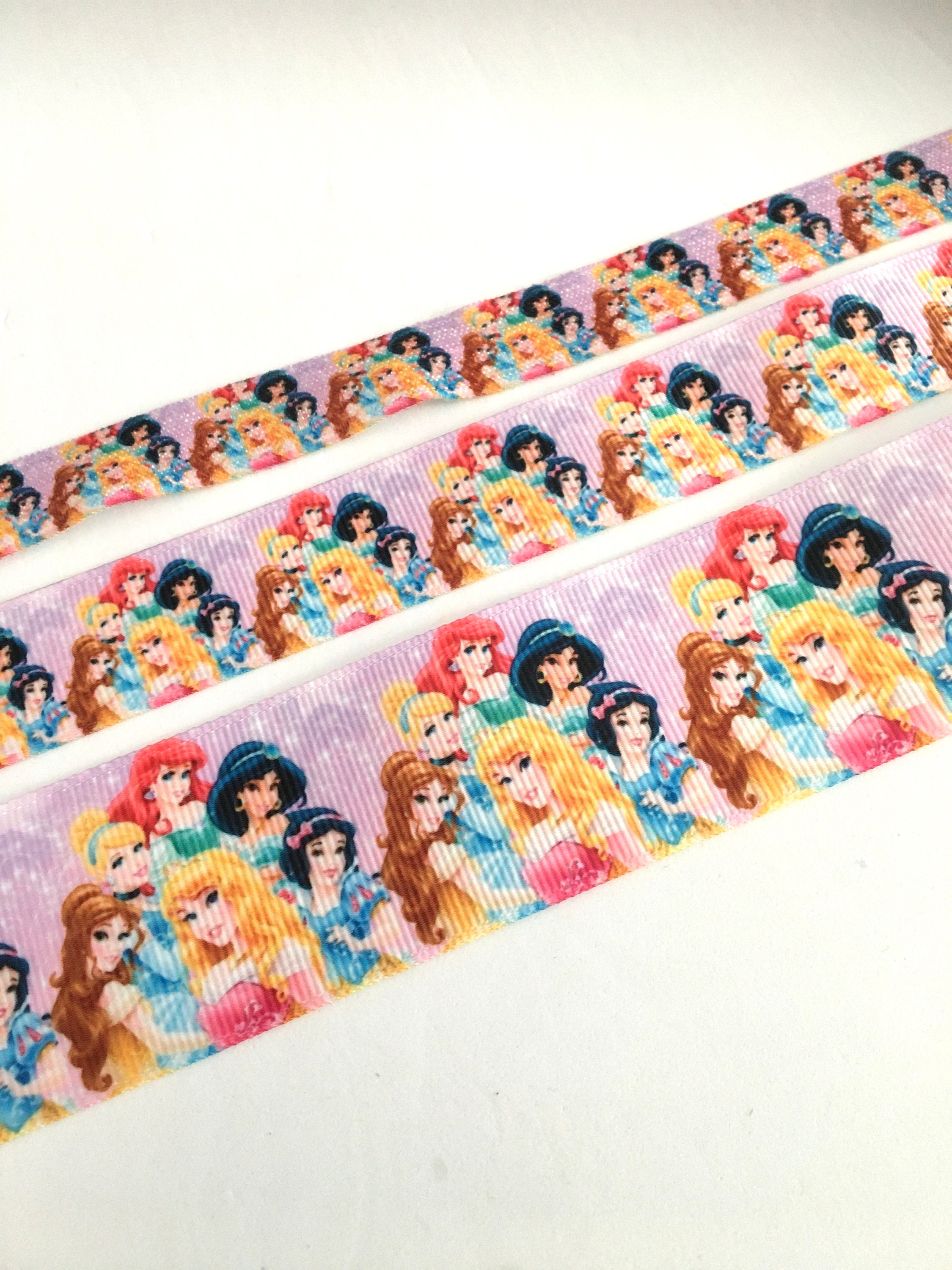 10yards Disney Princess and Flower Pattern Grosgrain Ribbon Printed 25mmFOE  for DIY Bows Craft Supplies Decoration Material