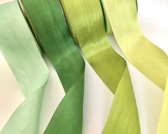 Green silk ribbon,crepe silk ribbon,silk ribbon,hair bows ribbon,crafts ribbon,sewing ribbon,ribbon by the yard,ribbon for bows,11