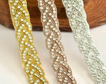 Bridal rhinestone,wedding trim,gown trim,hot fix applique,rhinestone trim,glass rhinestone,rhinestone,rhinestone by the yard,191.