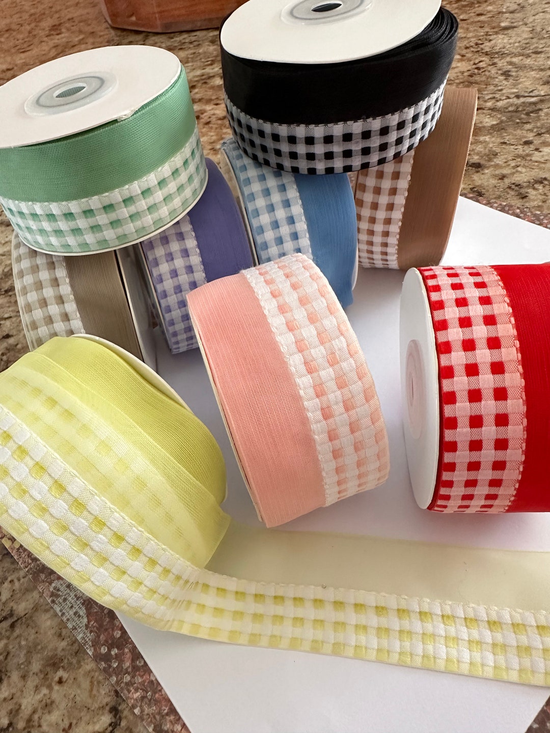 1-10 Yds,checkered Ribbon,bicolor Ribbon,organza Ribbon,embellished ...