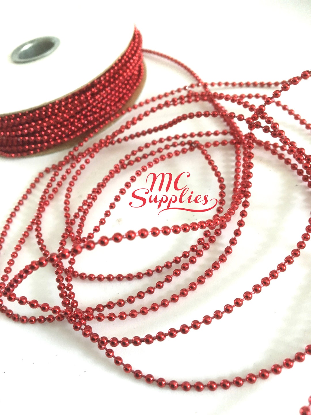 5 Yds,string of Pearls,red Beads,craft Beads,crafting Beads,strand of