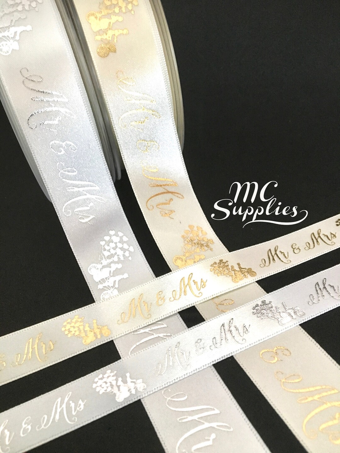 221 Yds,mr. and Mrs Ribbon,wedding Ribbon,wedding Favor Ribbon,white