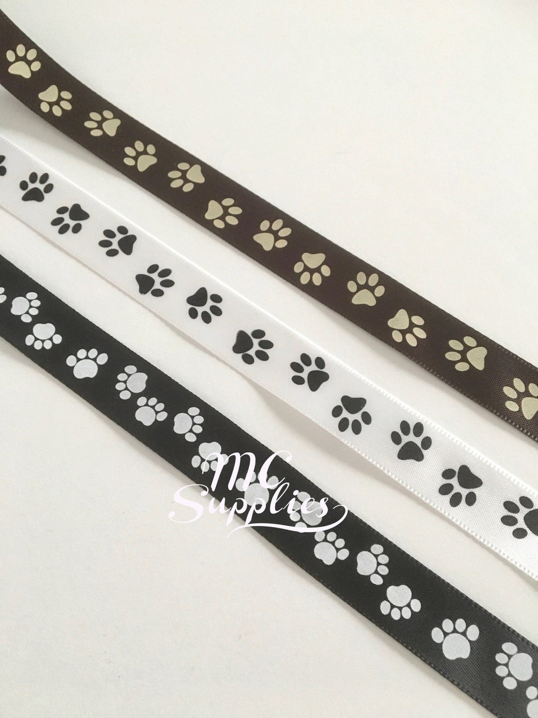 3 Yds,dog Paw Ribbon,satin Ribbon,printed Ribbon,craft Ribbon,dog Bows ...