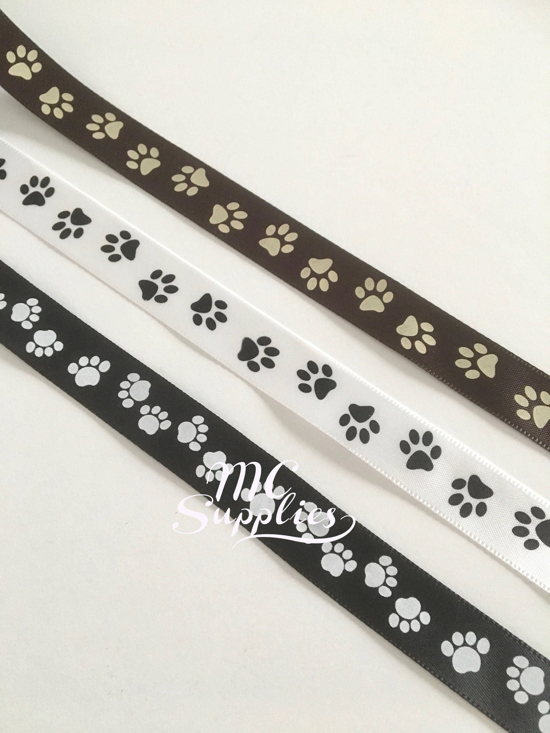 3 Yds,dog Paw Ribbon,satin Ribbon,printed Ribbon,craft Ribbon,dog Bows ...