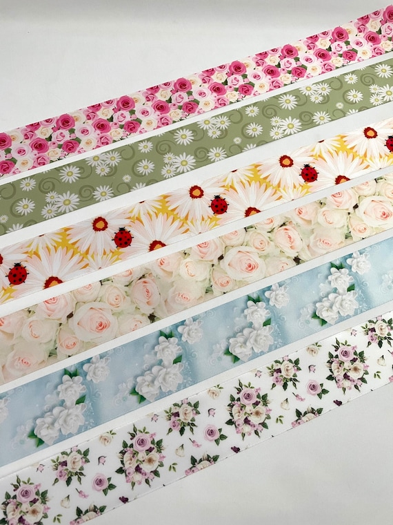 2 Yds floral Ribbon flower Ribbon satin Ribbon craft Ribbon printed Ribbon ribbon for Crafts ribbon for Bows ribbon by the Yard. Etsy