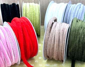 10 yds,Velvet rope,piping cord,velvet cord,velvet trim,ribbon for bows,rope for sewing,embellished rope piping,cord by the roll.