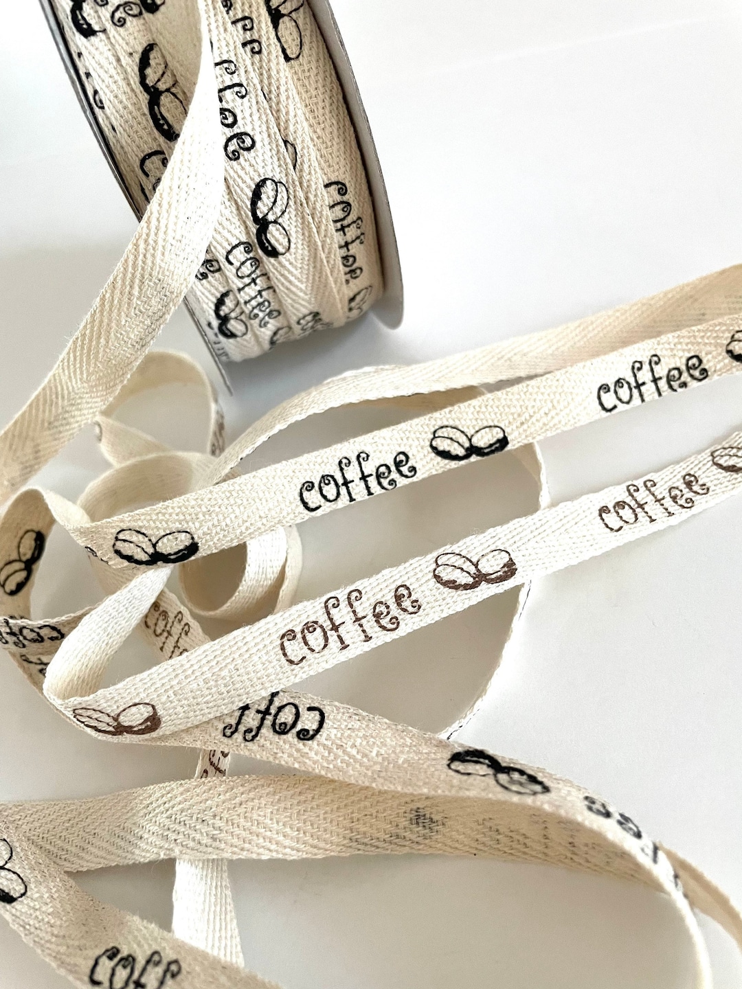 Coffee Ribbon 5-25 Yds,coffee Ribbon,ivory Ribbon,grosgrain Ribbon,printed Ribbon ...