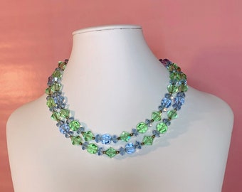 Please View Description Vintage Lisner Necklace Clear Crystal Beads