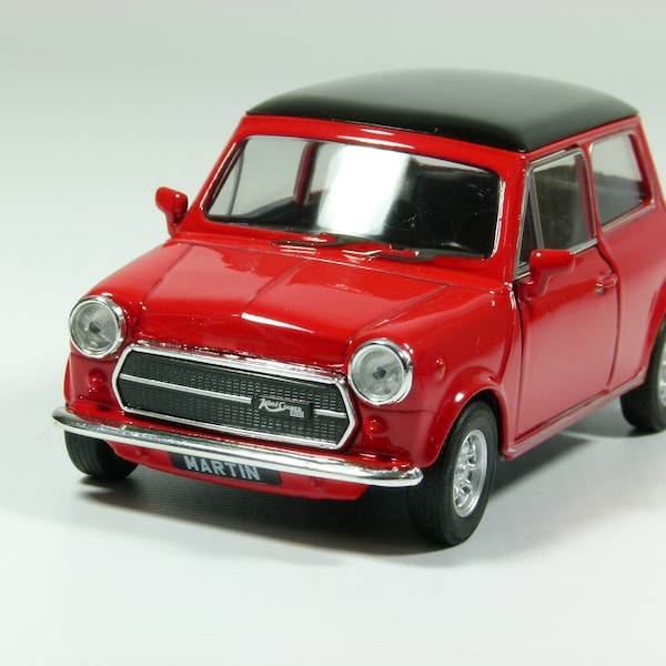 Personalised plates classic Mini Cooper model toy car 10cm