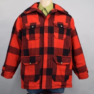 Red & Black Plaid Vintage 50s Wool Chore Coat Jacket Mackinaw by Woolrich (M/L)