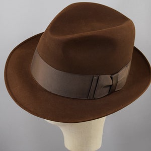 Brown Vintage 60s Fedora Hat Wide Brim by Churchill size 7 3/8