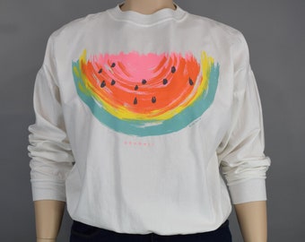 Rainbow Watermelon Vintage 80s Slouch Sweatshirt Okoboji M L Unisex