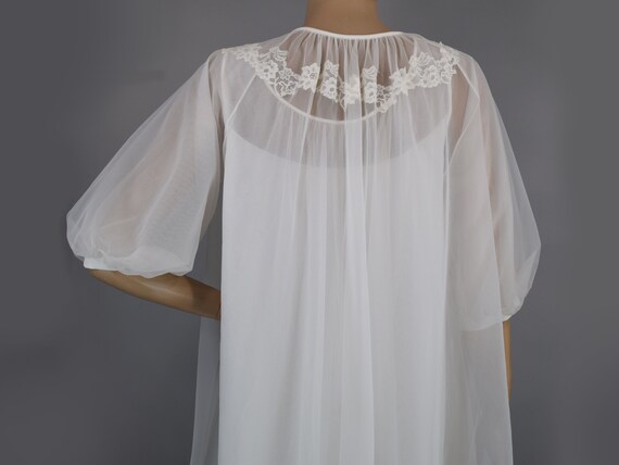 Sheer White Vintage 60s Peignoir Set Gown & Robe … - image 6