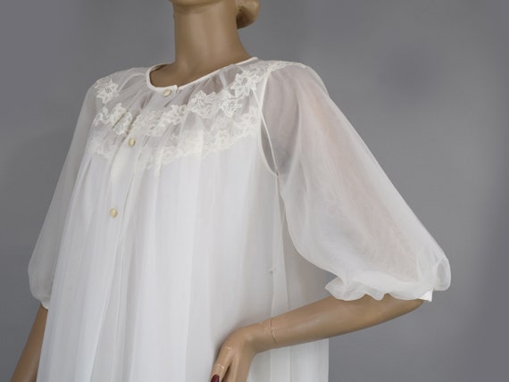 Sheer White Vintage 60s Peignoir Set Gown & Robe … - image 9