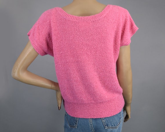 Bubble Gum Pink Vintage 80s Slouch Sweater Boucle… - image 5