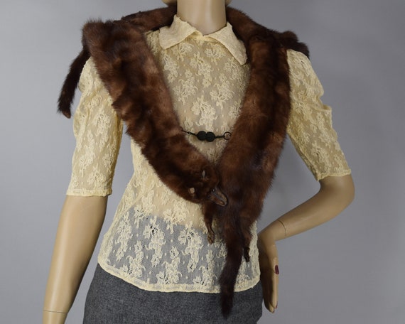 Chocolate Brown Ranch Mink Fur Vintage 40s Three P