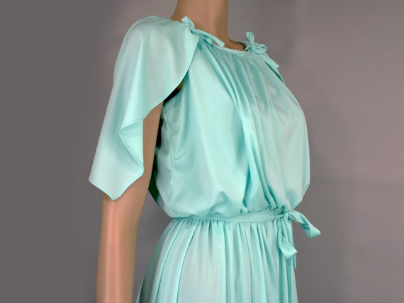 Mint Green Vintage 80s Dress with Petal Flutter S… - image 6