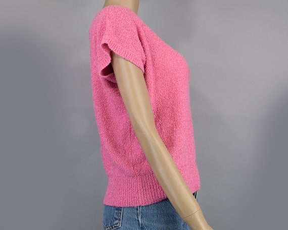 Bubble Gum Pink Vintage 80s Slouch Sweater Boucle… - image 4