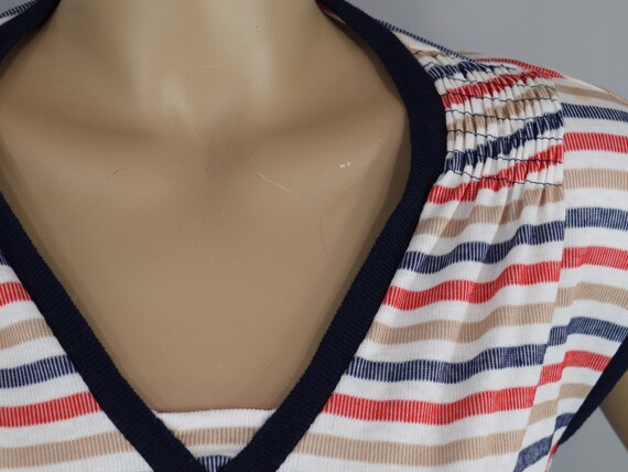 Red & Blue Striped Vintage 80s Dress Soft Heather… - image 7