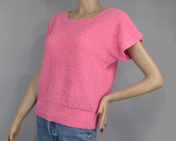 Bubble Gum Pink Vintage 80s Slouch Sweater Boucle… - image 3