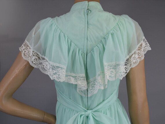 Mint Green & Lace Vintage 70s Maxi Dress with She… - image 9