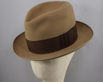 Camel Brown Whippet Style Vintage 50s Stetson Fedora Hat 3X Beaver Men's Size 7