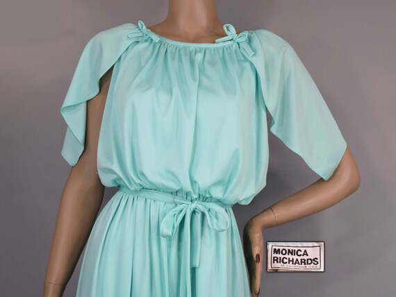 Mint Green Vintage 80s Dress with Petal Flutter S… - image 5