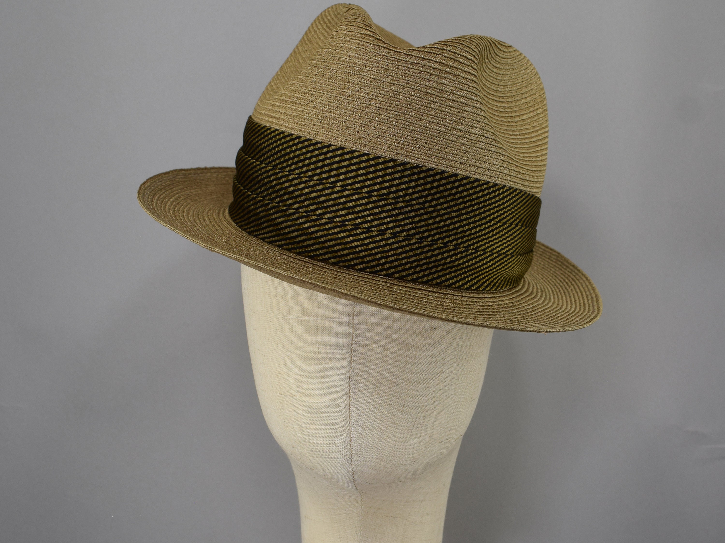Tan Vintage 50s Woven Straw Fedora Hat by Dobbs Size 7 - Etsy