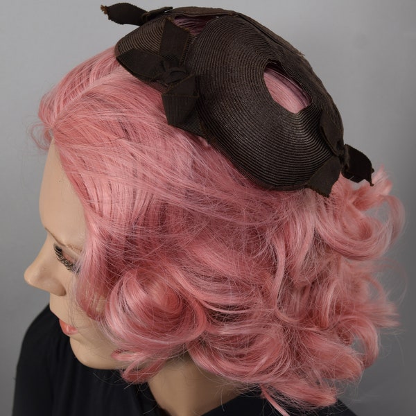 Brown Circle Calot Vintage 40s Hat Whimsy